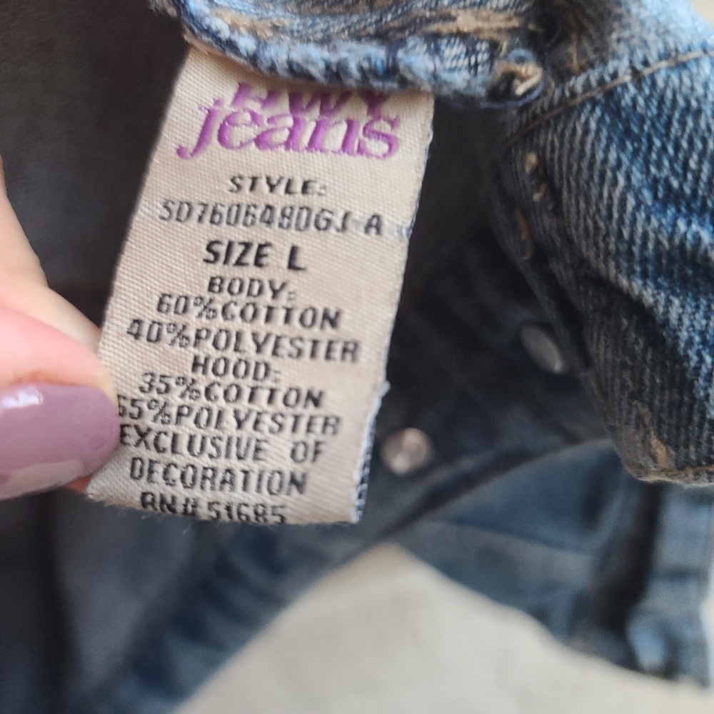 Highway jeans Casual denim hooded vest jacket L - Picture 2 of 11